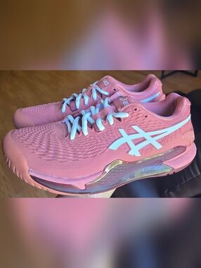 Sz 8.5 Women's ASICS GEL RESOLUTION 9 CLAY "Light Garnet/White" Tennis Shoes